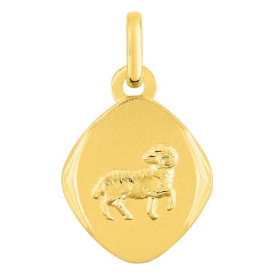 Médaille Zodiaque Facettée Bélier en Or Jaune 750 - Emanessence