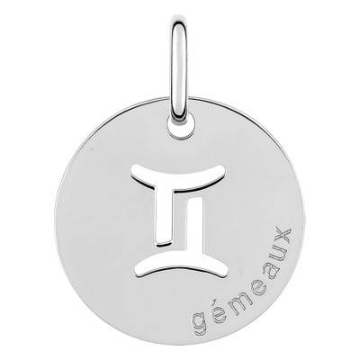 Pendentif Signe Astrologique Gémeaux en Argent 925, Diamètre 15 mm - Emanessence