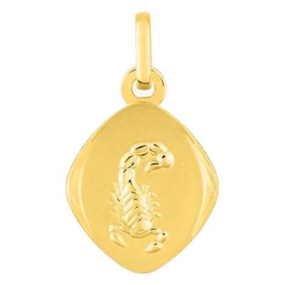 Médaille Zodiaque Facettée Scorpion Or Jaune 375 - Emanessence