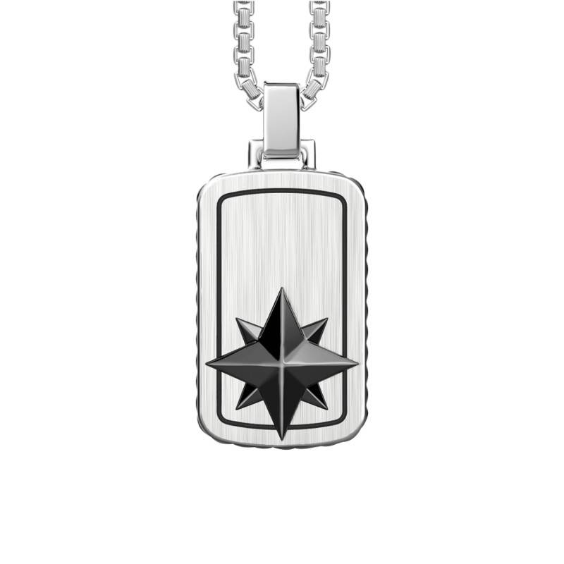 925 Silver & Ceramic Cosmopolitan Compass Rose Pendant Necklace, 50 cm - ESC028 - Zancan