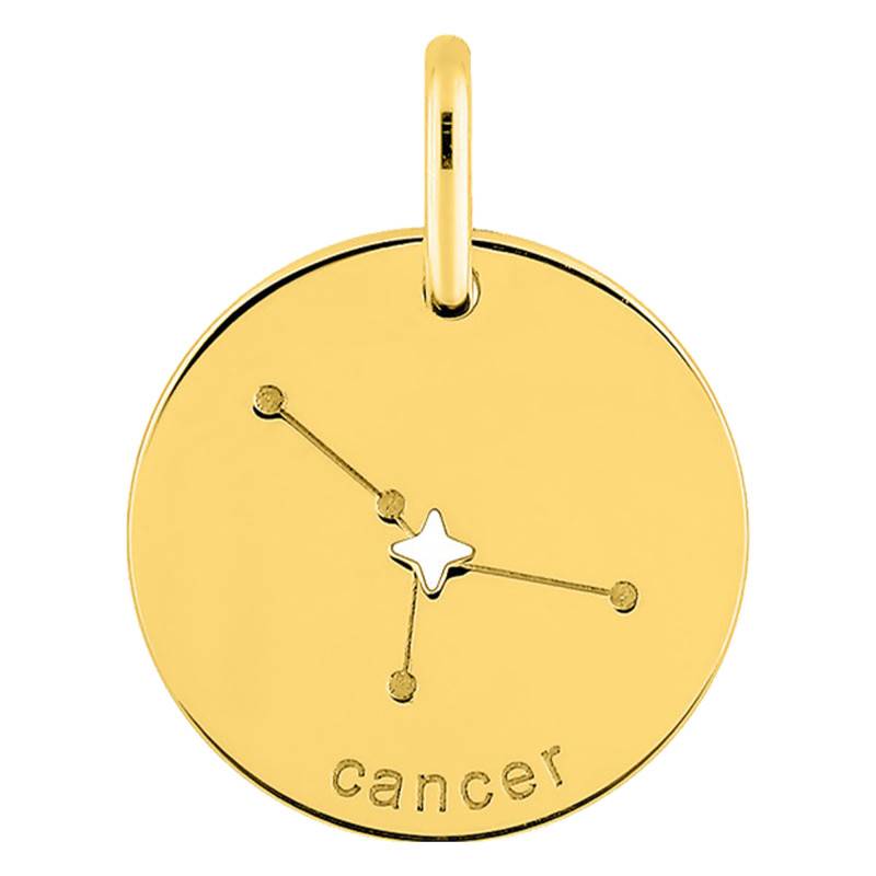 750/1000 Yellow Gold Cancer Constellation Pendant, Diameter 14 mm - Emanessence