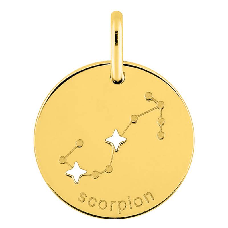 750/1000 Yellow Gold Scorpio Constellation Pendant, Diameter 14 mm - Emanessence