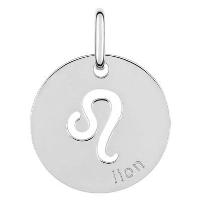 Pendentif Signe Astrologique Lion en Argent 925, Diamètre 15 mm - Emanessence