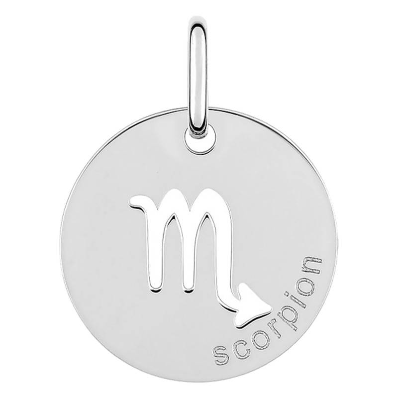 Rhodium-Plated 925 Silver Scorpio Astrological Sign Pendant, Diameter 15 mm - Emanessence