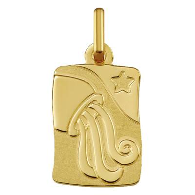 375/1000 Yellow Gold Aquarius Zodiac Sign Pendant - Argyor