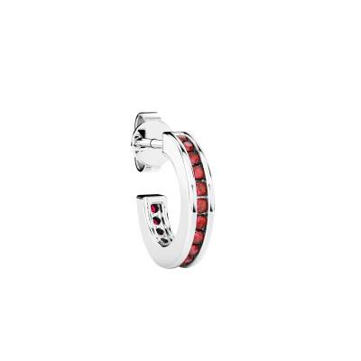 925 Silver & Red Spinels Insignia Single Hoop Earring - ESO003 - Zancan