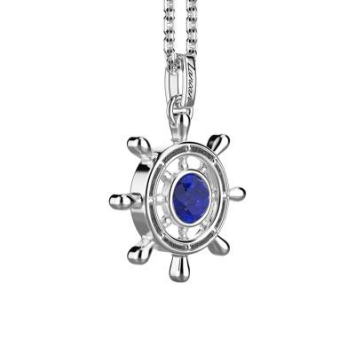 Collier Cosmostone Gouvernail Argent 925 & Lapis Lazuli, Longueur 50 cm - EXC627 - Zancan