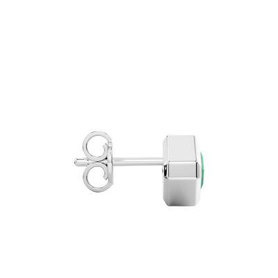 Boucle d'oreille Insignia Unique Octogonale en Argent 925 & Spinelle Vert - ESO012 - Zancan
