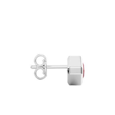 Boucle d'oreille Insignia Unique Octogonale en Argent 925 & Spinelle Rouge - ESO012 - Zancan