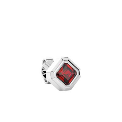Boucle d'oreille Insignia Unique Octogonale en Argent 925 & Spinelle Rouge - ESO012 - Zancan