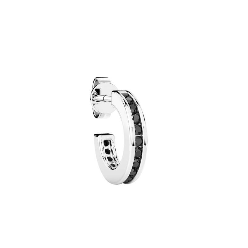 925 Silver & Black Spinel Single Hoop Earring Insignia - ESO003 - Zancan