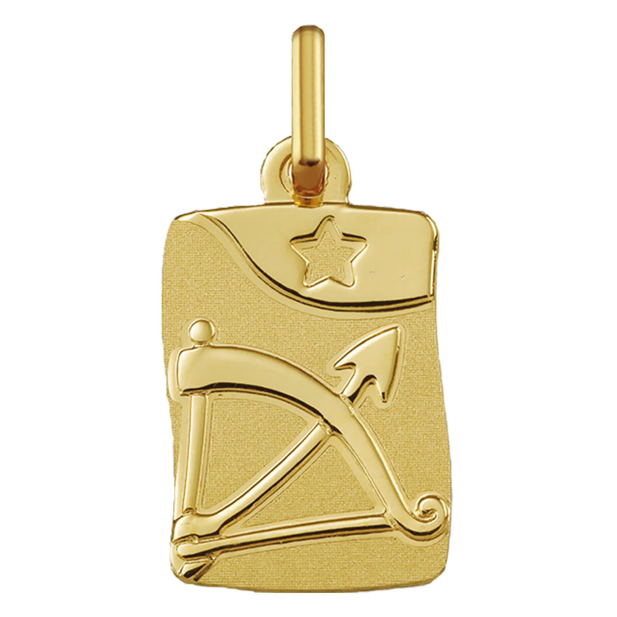 Pendentif plaqué or rond signe du zodiaque Sagittaire
