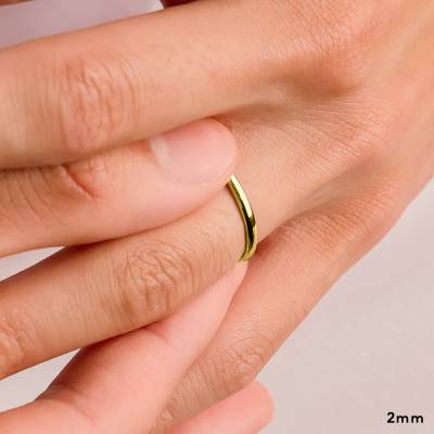 Alliance Demi-Bombée Confort en Or Jaune 750, Largeur 3 mm - Amore