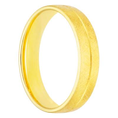 Alliance Demi-Bombée Confort Double en Or Jaune 750, Largeur 4 mm ou 5 mm - Amore