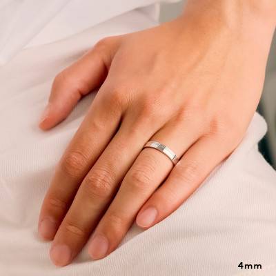 Alliance Ruban Confort Polie en Or Blanc 750, Largeur 4 mm ou 5 mm - Amore