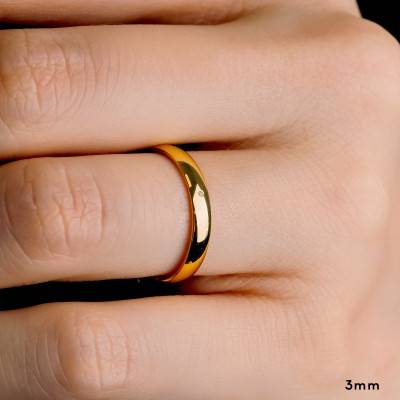 Alliance Demi-Bombée Confort en Or Jaune 375 & Diamant, Largeur de 3 mm à 5 mm - Amore