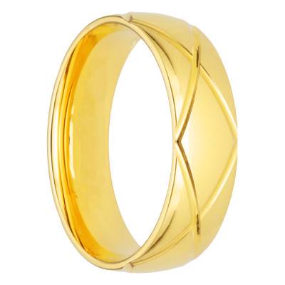 Alliance Demi-Bombée Confort Losanges en Or Jaune 750, Largeur 4 mm ou 5 mm - Amore