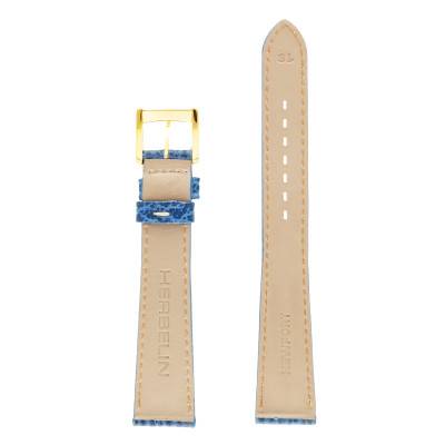 Bracelet de montre cuir de vachette bleu façon requin - Herbelin