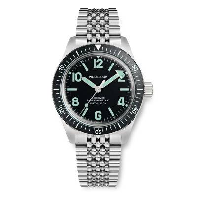 Skindiver Automatic Watch - Green Lume & Black Dial - Wolbrook