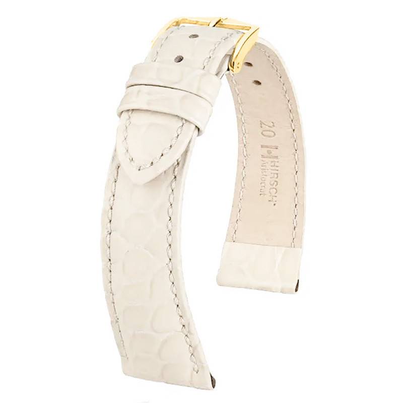Aristocrat White Leather Watch Strap 16 mm - Hirsch