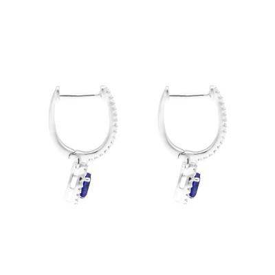 Boucles d'oreilles en Or Blanc 375 ou 750, Saphirs & Diamants 0,20 ct - Aurora