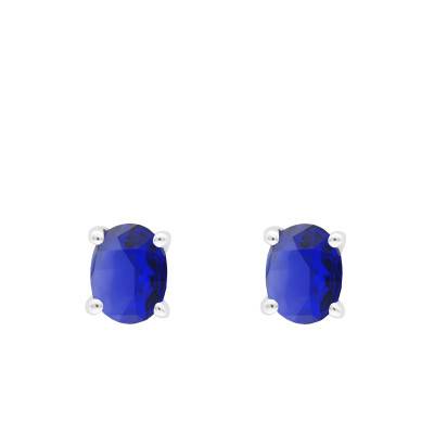 375/1000 White Gold or 750/1000 White Gold Oval Sapphire Stud Earrings 0,36 ct - Aurora