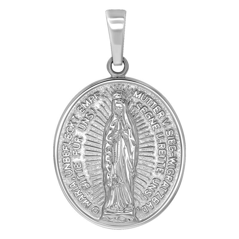 925/1000 Silver Miraculous Virgin Mary Oval Medal - Emanessence