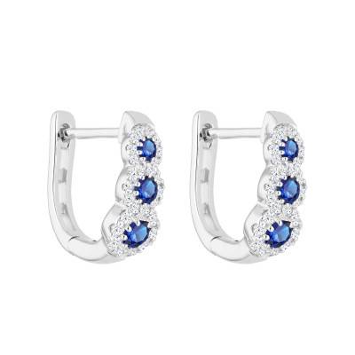 Créoles en Or Blanc 375 ou 750, Saphirs & Diamants 0,26 ct - Aurora
