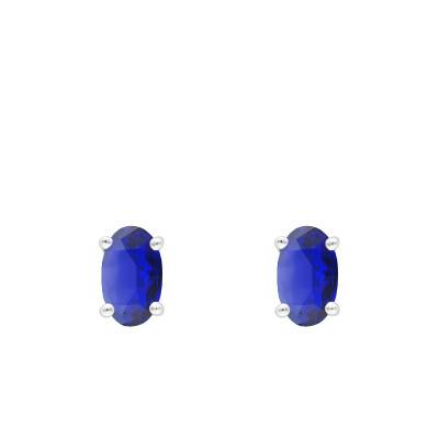 Boucles d'oreilles Ovales, Or Blanc 375 ou 750 & Saphirs - Aurora
