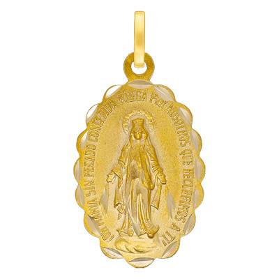 750/1000 Yellow Gold Miraculous Virgin & Sacred Hearts Medal - Lumiosa