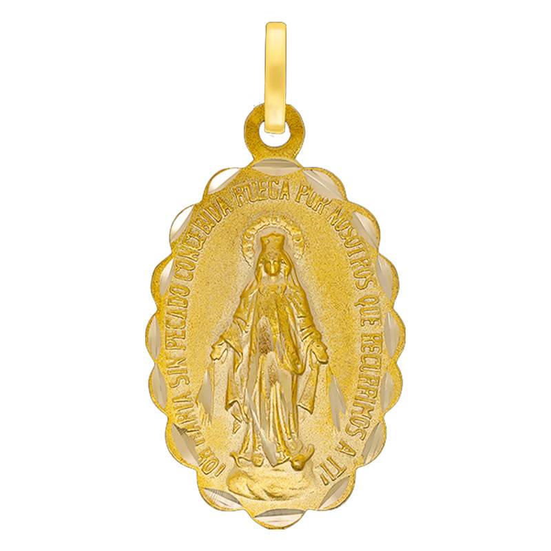 750/1000 Yellow Gold Miraculous Virgin & Sacred Hearts Medal - Lumiosa