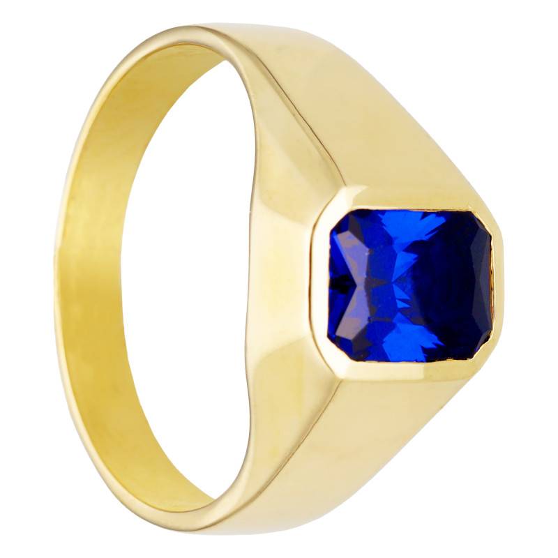 Octagonal Signet Ring in 375/1000 Yellow Gold & Blue Stone - Imperium