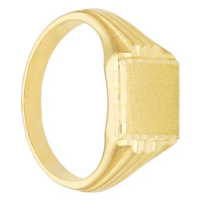 375/1000 Yellow Gold Textured Square Signet Ring - Imperium