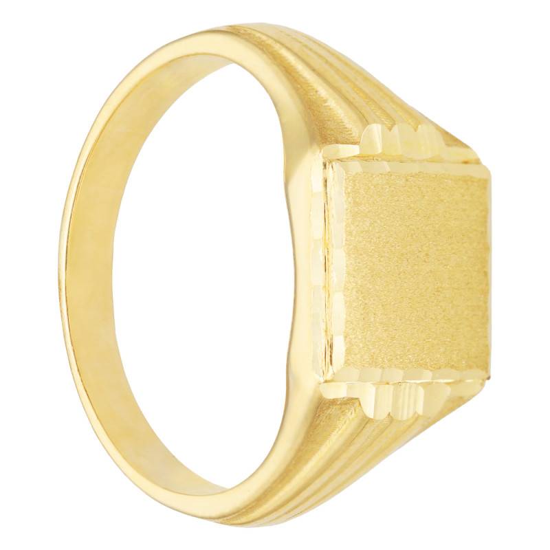 375/1000 Yellow Gold Textured Square Signet Ring - Imperium