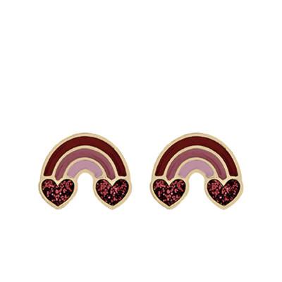 750/1000 Yellow Gold Rainbow Hoop Earrings - Bambins