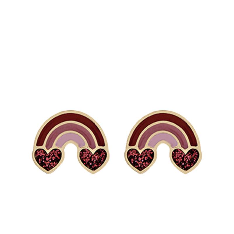 750/1000 Yellow Gold Rainbow Hoop Earrings - Bambins