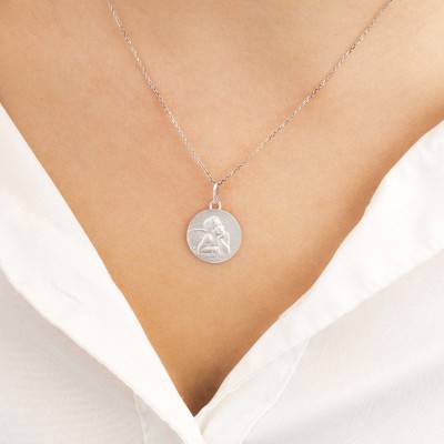 Médaille Ange Raphaël Pensif, Argent, Diamètre 16 mm - Emanessence