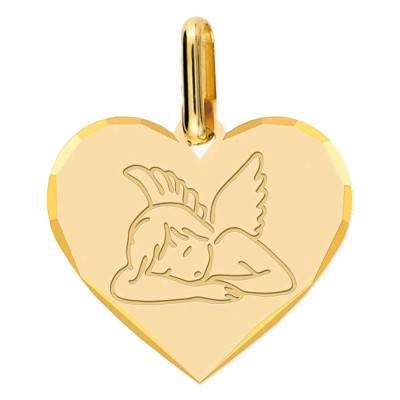 Yellow Gold Sleeping Angel Heart Medal - Lucas Lucor
