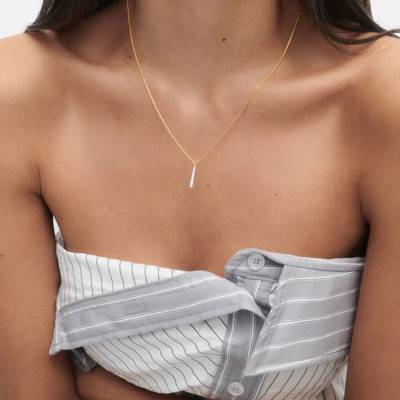 Olga 925 Silver Yellow Gold-Plated & Zirconium Oxide Necklace, 40 to 50 cm - CO01-973-U - Pdpaola