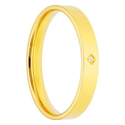 Alliance Ruban Confort en Or Jaune 375 & Diamant 0,005 ct, Largeur de 2 à 5 mm - Amore