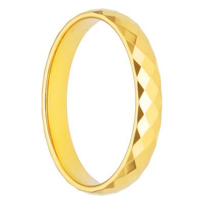 Alliance Demi-Bombée Confort Facettée en Or Jaune 375, Largeur de 3 mm à 5 mm - Amore