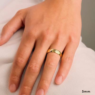 Alliance Demi-Bombée Confort Rainurée en Or Jaune 375, Largeur 4 mm ou 5 mm - Amore