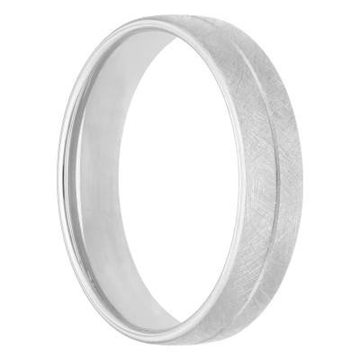 375/1000 White Gold Grooved Comfort Half-Dome Wedding Ring, 4 mm or 5 mm Width - Amore
