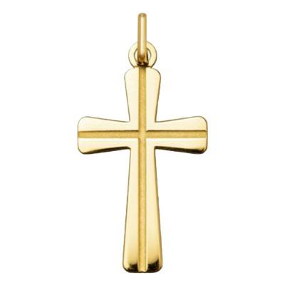 750/1000 Yellow Gold Grooved Cross - Argyor