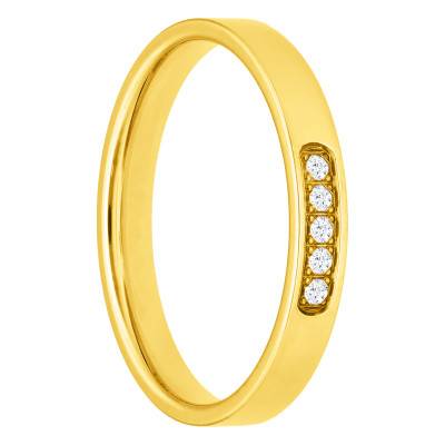 Alliance Ruban Confort en Or Jaune 375 & Diamants 0,05 ct, Largeur de 3 à 5 mm - Amore