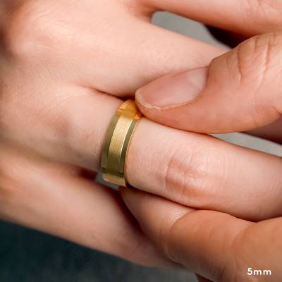 Alliance Ruban Confort Superposée Brossée en Or Jaune 375, Largeur de 4 mm ou 5 mm - Amore