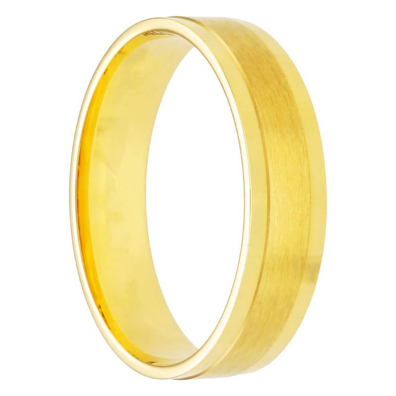375 Yellow Gold Comfort Brushed Ribbon Wedding Ring, Width 4 mm or 5 mm - Amore