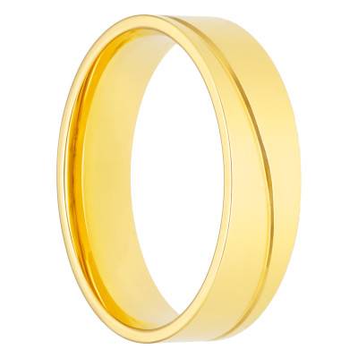 Alliance Ruban Confort à Rainure Inclinée en Or Jaune 375, Largeur 4 mm ou 5 mm - Amore