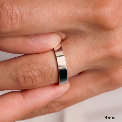 Alliance Ruban Confort en Or Blanc 375, Largeur 4 mm ou 5 mm - Amore