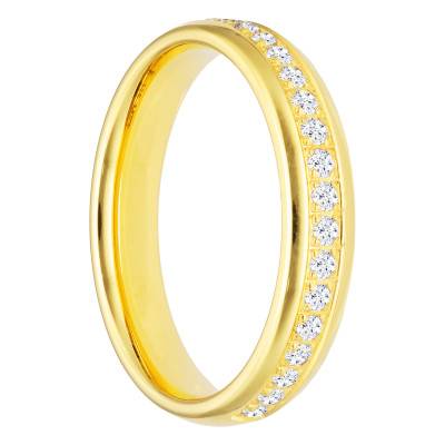 Alliance Demi-Bombée Confort Or Jaune 375 & Diamants 0,30 ct, Largeur de 3 mm à 5 mm - Amore